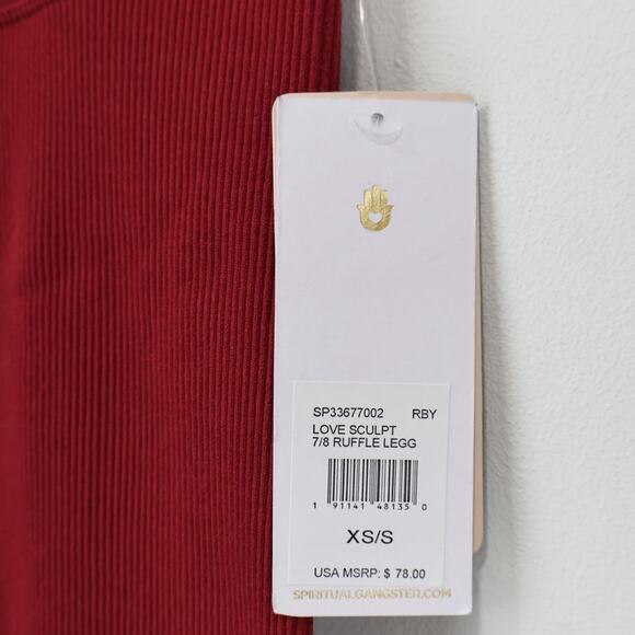 Spiritual Gangster Love Sculpt 7/8 Ruffle Legging Ruby Red Size XS/S NWT - Picture 4 of 8